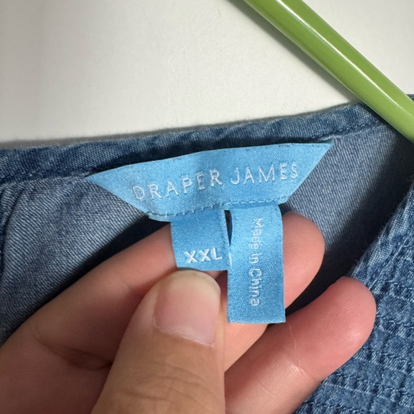 Draper James Indigo Denim Dress with Ruffle Sleeves and smocked detailing XXL - Picture 2 of 4